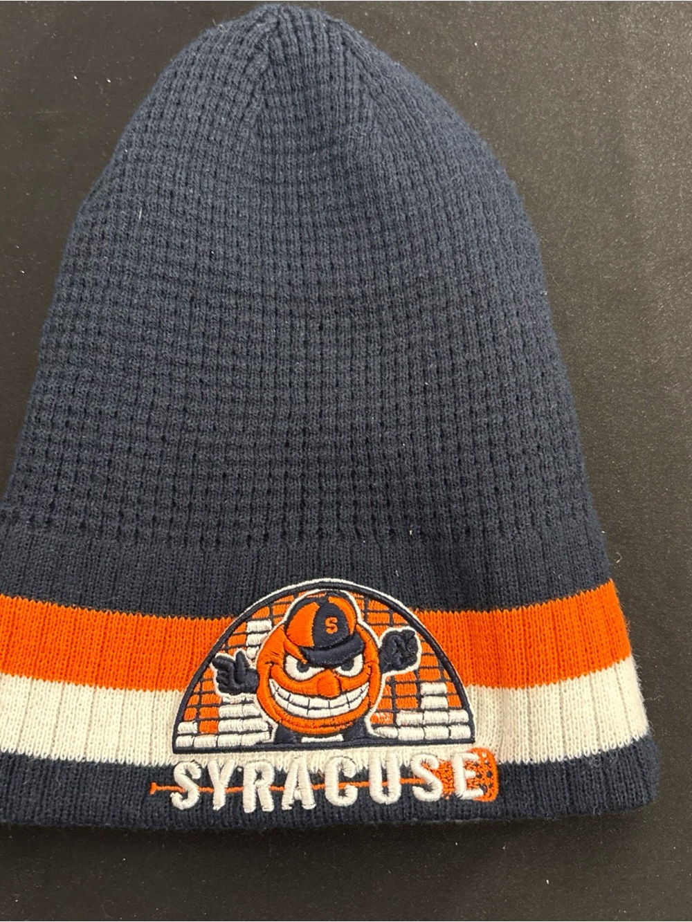 Syracuse Orange Navy Beanie with Pom-less Knit